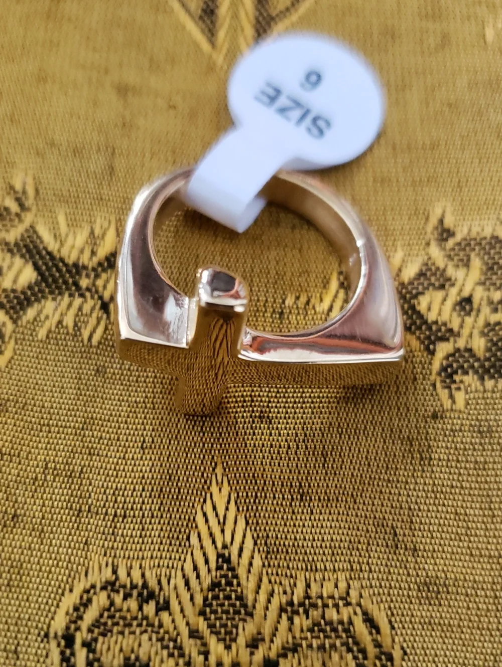 Gold-Tone Modern Cross Ring - Size 6